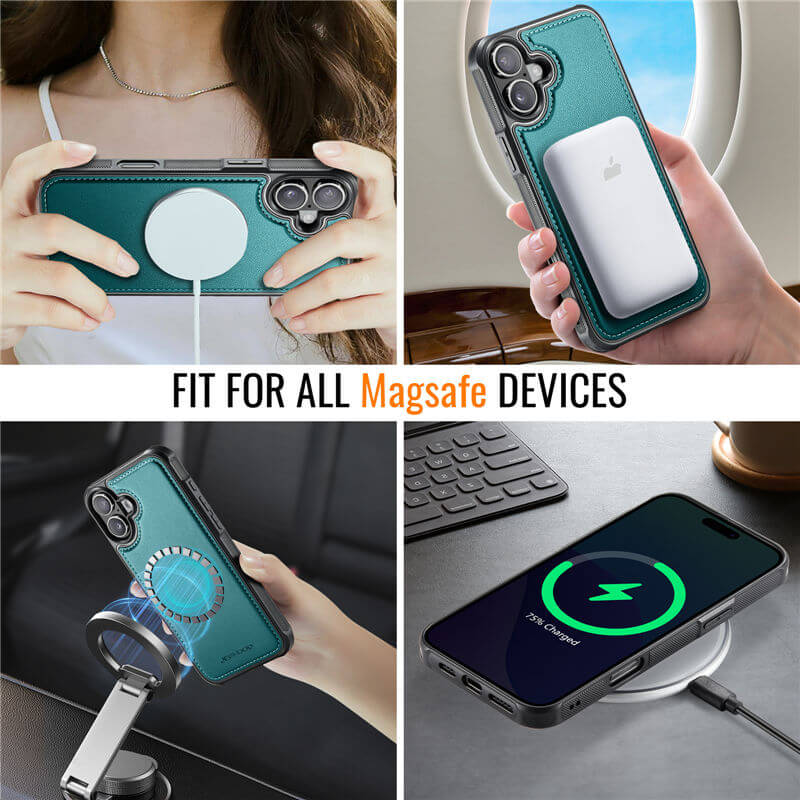 JEEHOOD iPhone 17 Magnetic 2-in-1 Wallet Case