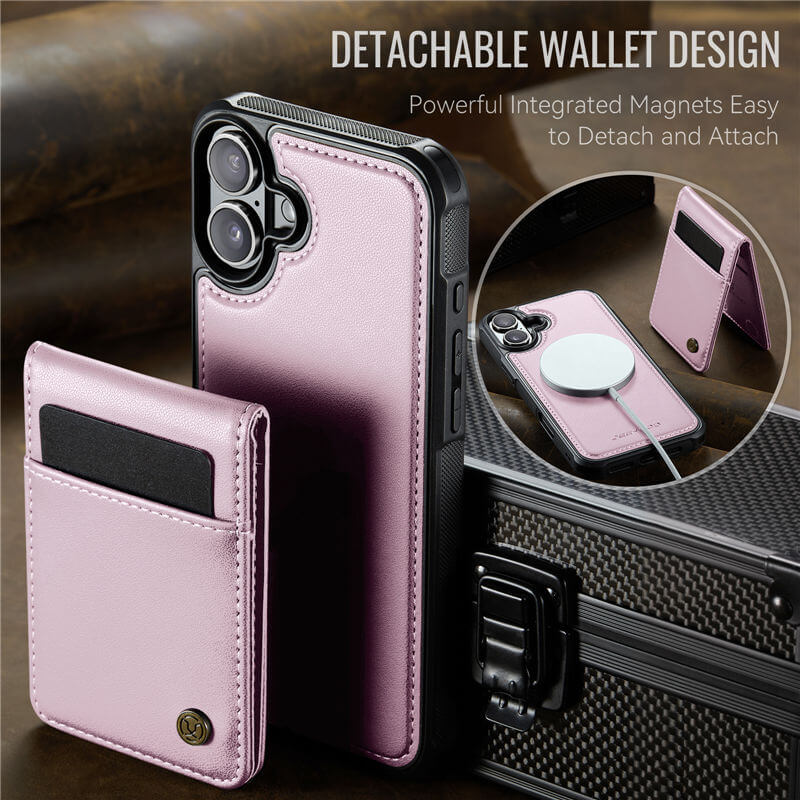JEEHOOD iPhone 16 Magnetic 2-in-1 Wallet Case