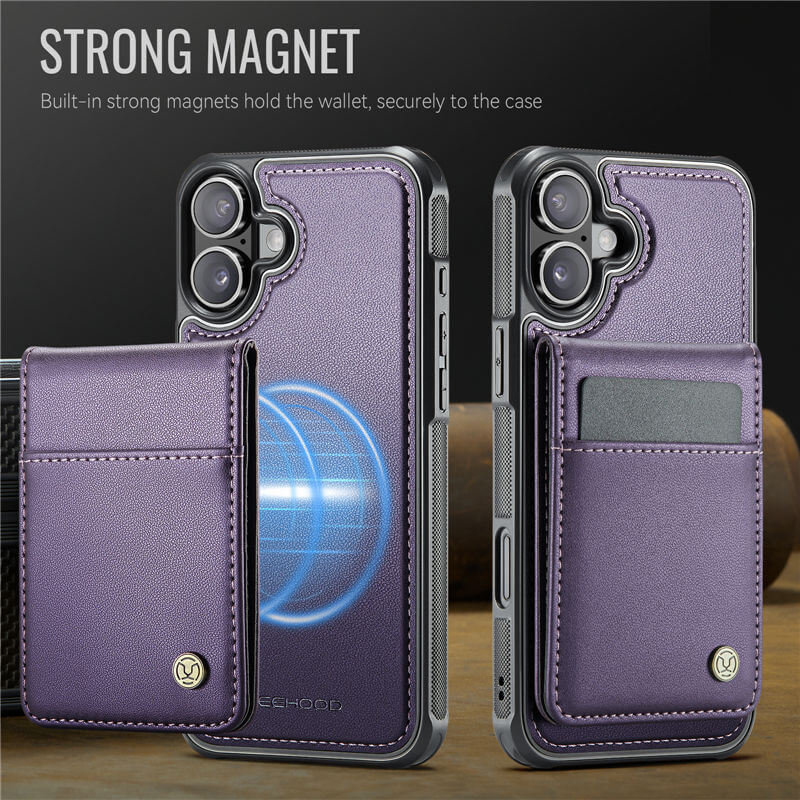 JEEHOOD iPhone 16 Plus Magnetic 2-in-1 Wallet Case