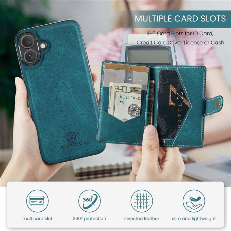 JEEHOOD iPhone 17 2-in-1 Magnetic Wallet Case