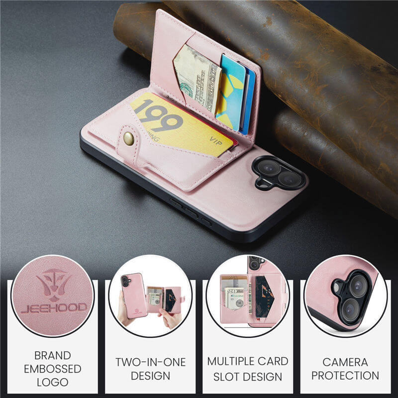 JEEHOOD iPhone 17 2-in-1 Magnetic Wallet Case
