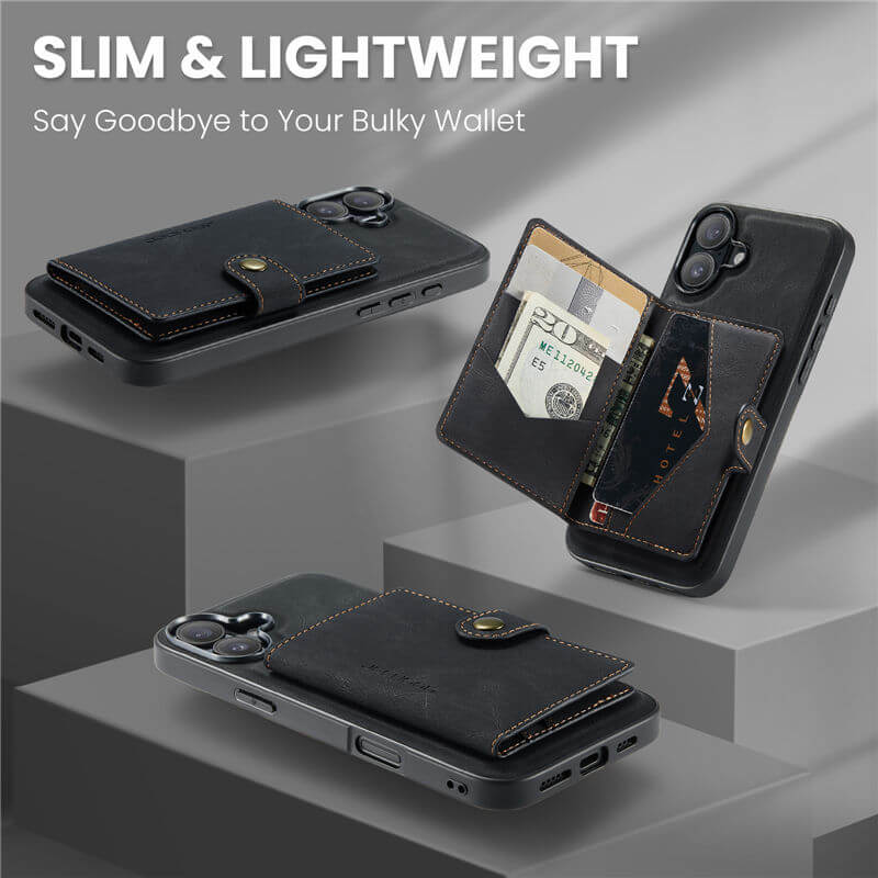 JEEHOOD iPhone 17 2-in-1 Magnetic Wallet Case