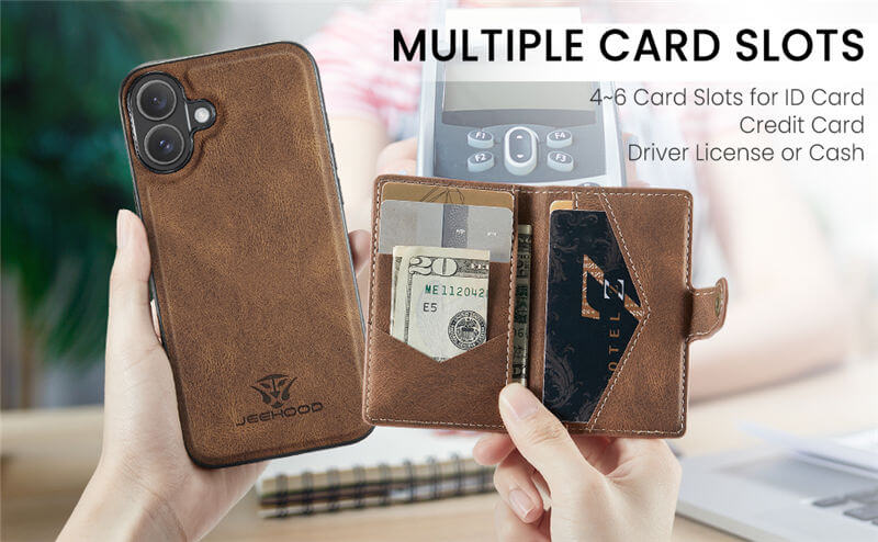 JEEHOOD iPhone 17 Wallet Case