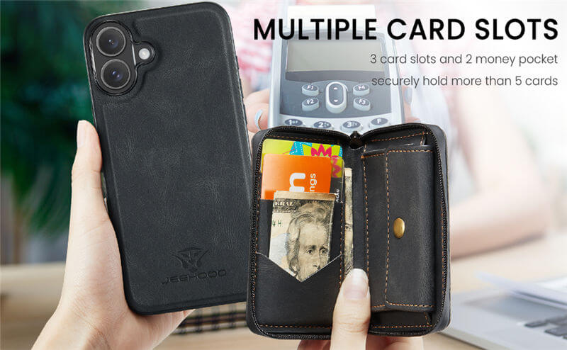 JEEHOOD iPhone 17 Wallet Case