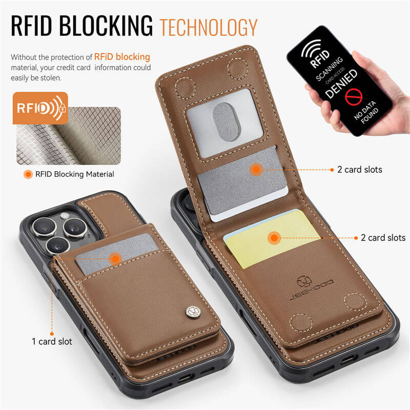 JEEHOOD iPhone 15 Pro Max Magnetic 2-in-1 Wallet Case