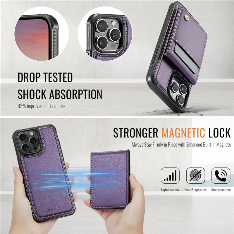 JEEHOOD iPhone 15 Pro Magnetic 2-in-1 Wallet Case