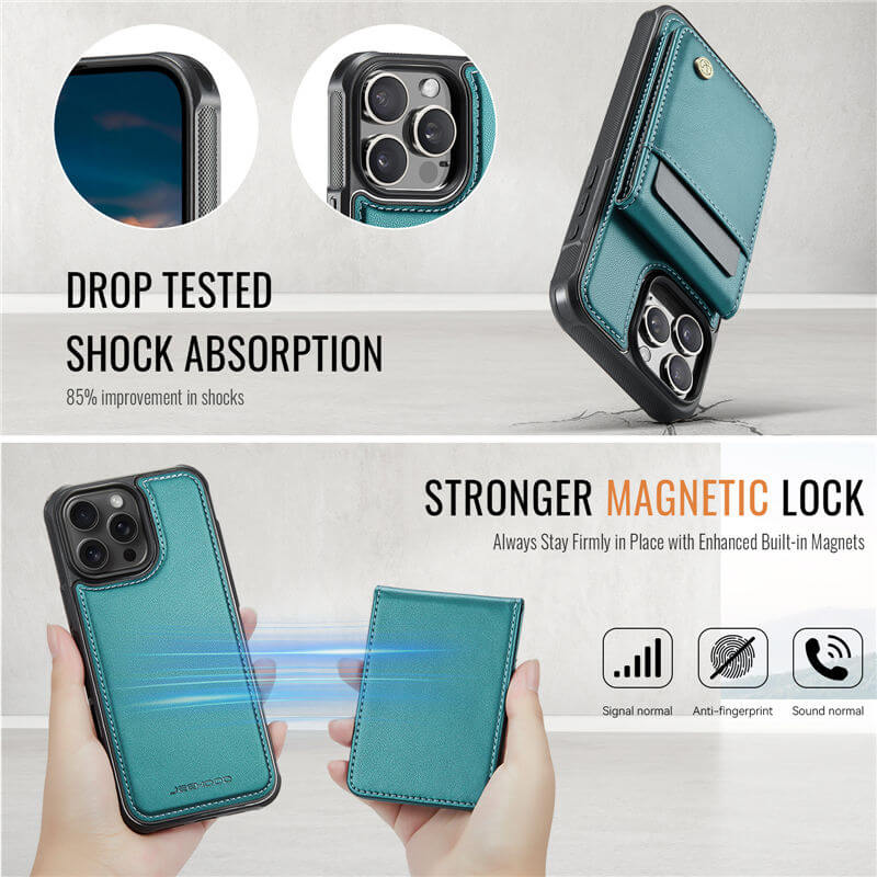 JEEHOOD iPhone 16 Pro Magnetic 2-in-1 Wallet Case