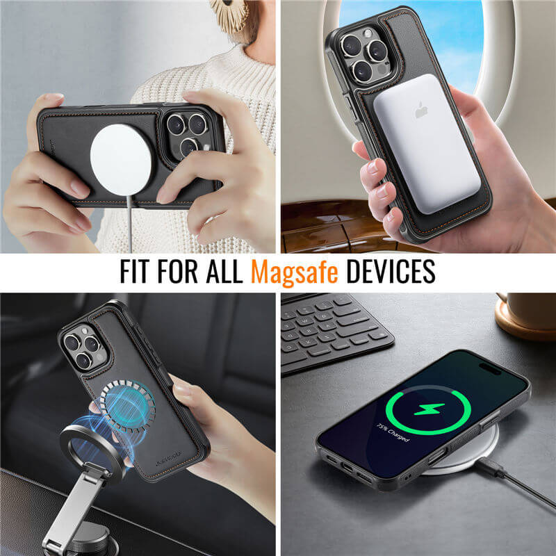 JEEHOOD iPhone 16 Pro Max Magnetic 2-in-1 Wallet Case