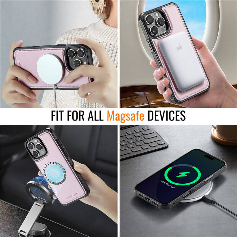 JEEHOOD iPhone 15 Pro Magnetic 2-in-1 Wallet Case