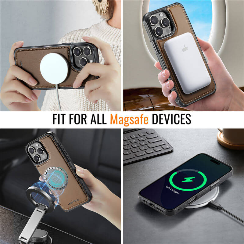 JEEHOOD iPhone 16 Pro Magnetic 2-in-1 Wallet Case