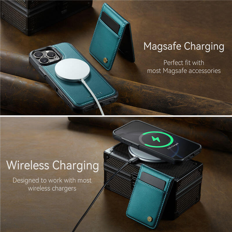 JEEHOOD iPhone 15 Pro Magnetic 2-in-1 Wallet Case