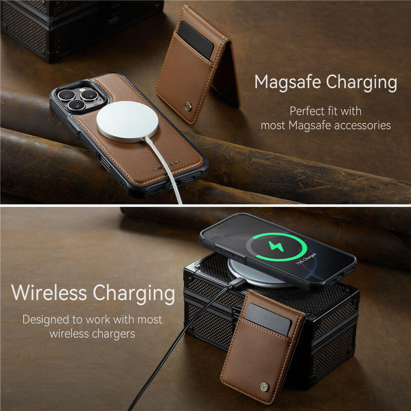 JEEHOOD iPhone 13 Pro Max Magnetic 2-in-1 Wallet Case with Wireless Charging