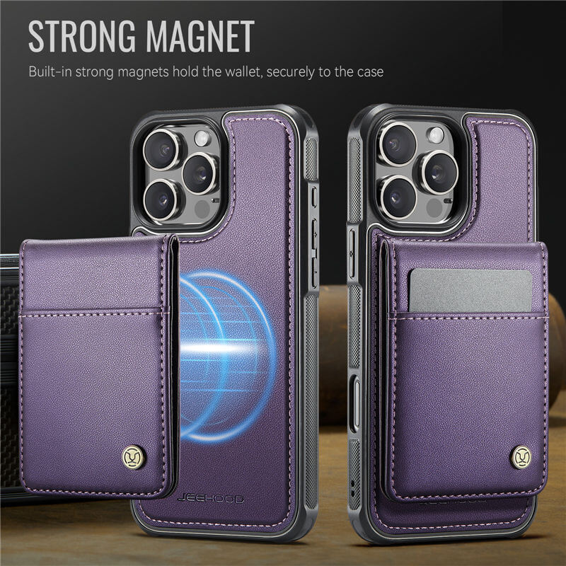 JEEHOOD iPhone 15 Pro Magnetic 2-in-1 Wallet Case