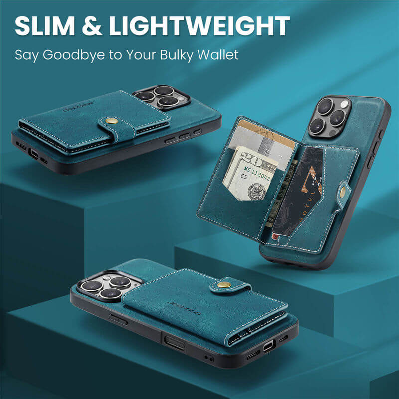 JEEHOOD iPhone 16 Pro 2-in-1 Magnetic Wallet Case