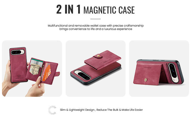 JEEHOOD Google Pixel 9A Detachable 2 in 1 Magnetic Wallet Case