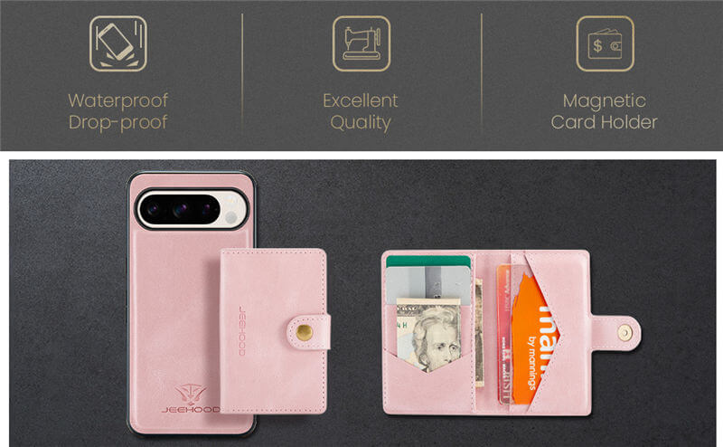 JEEHOOD Google Pixel 9A Detachable 2 in 1 Magnetic Wallet Case