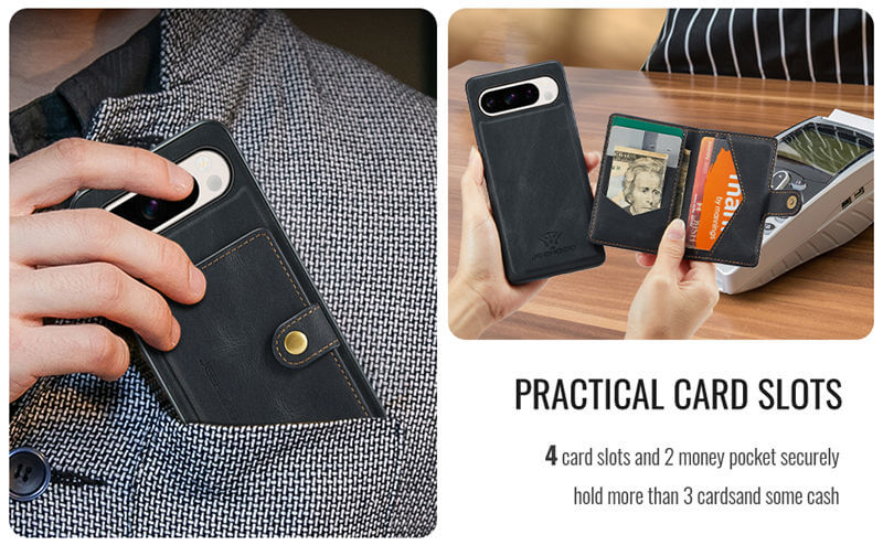 JEEHOOD Google Pixel 9A Detachable 2 in 1 Magnetic Wallet Case