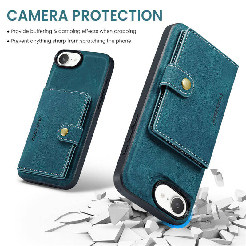 JEEHOOD iPhone 16e 2-in-1 Magnetic Wallet Case