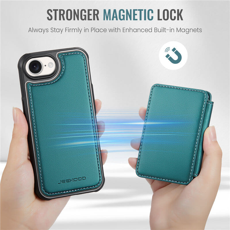 JEEHOOD iPhone 16e Magnetic 2-in-1 Wallet Case