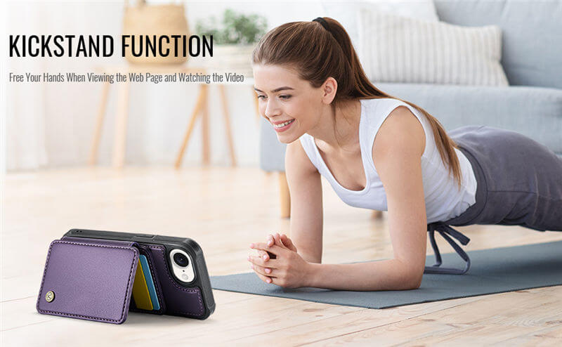 JEEHOOD iPhone 16e Magnetic 2-in-1 Wallet RFID-blocking Case