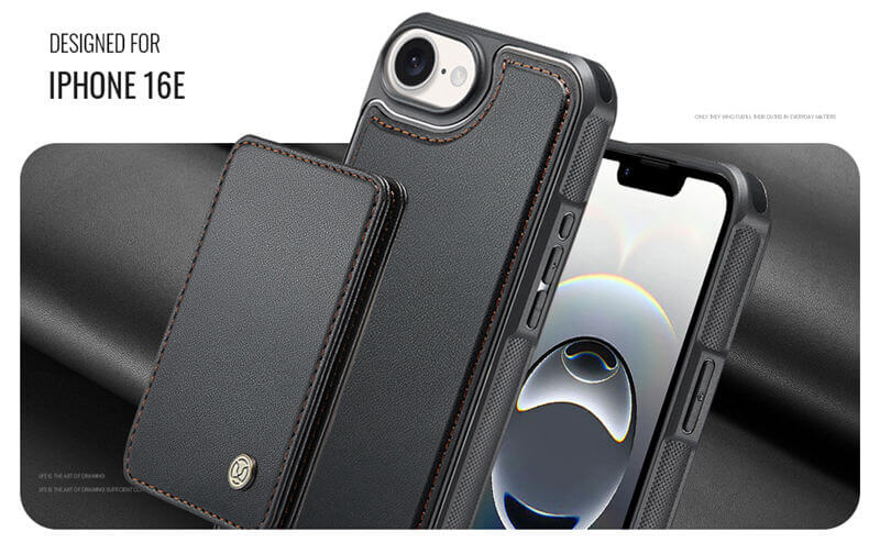 JEEHOOD iPhone 16e Magnetic 2-in-1 Wallet RFID-blocking Case