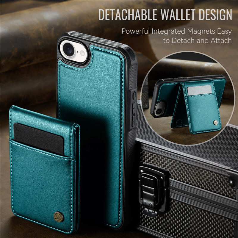 JEEHOOD iPhone 16e Magnetic 2-in-1 Wallet Case