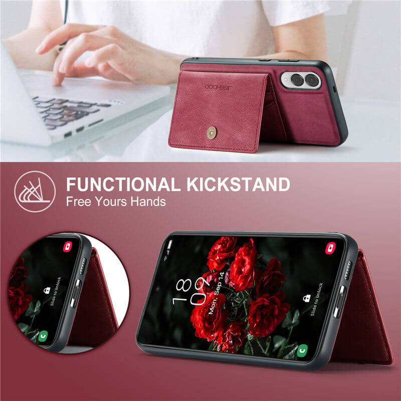 JEEHOOD Samsung Galaxy S25 Edge 2-in-1 Magnetic Wallet Case