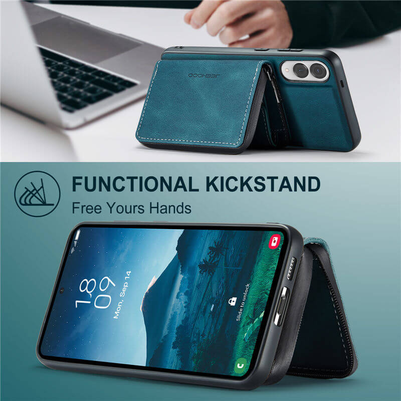 JEEHOOD Samsung Galaxy S25 Edge 2-in-1 Zipper Wallet Case