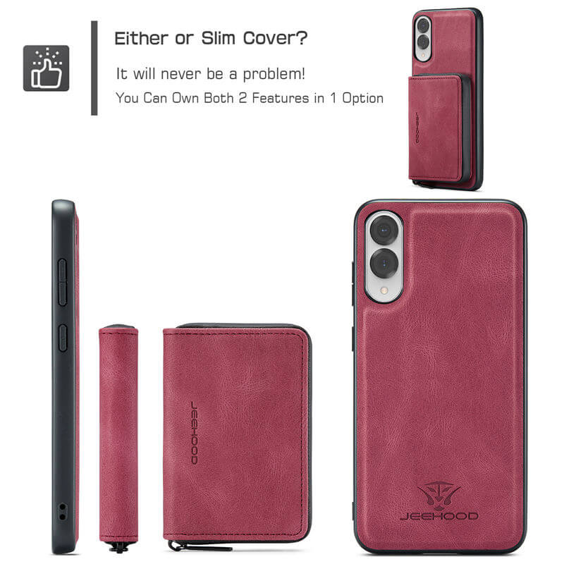 JEEHOOD Samsung Galaxy S25 Edge 2-in-1 Zipper Wallet Case