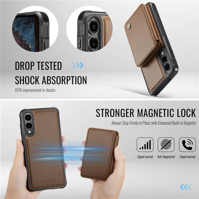 JEEHOOD Samsung Galaxy S25 Edge Magnetic 2-in-1 Wallet RFID-blocking Case