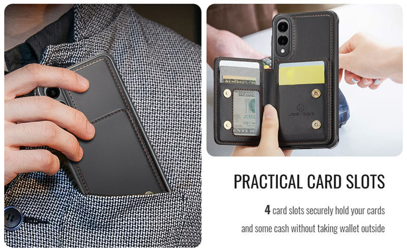 JEEHOOD Samsung Galaxy S25 Edge Magnetic 2-in-1 Wallet RFID-blocking Case