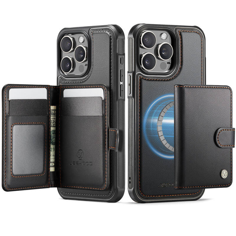 JEEHOOD iPhone 15 Pro Max 2-in-1 Magnetic Wallet Case – Wireless