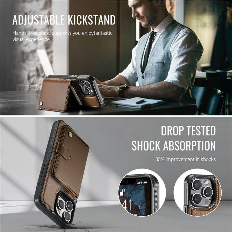 JEEHOOD iPhone 15 Pro 2-in-1 Magnetic Wallet Case