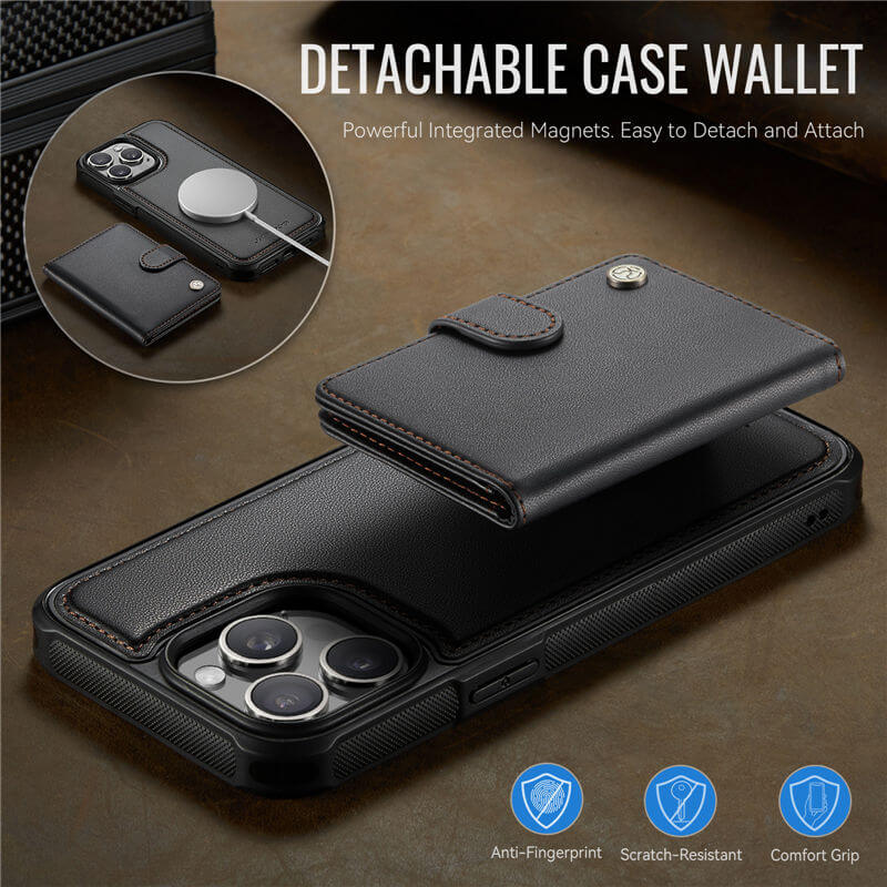 JEEHOOD iPhone 15 Pro 2-in-1 Magnetic Wallet Case