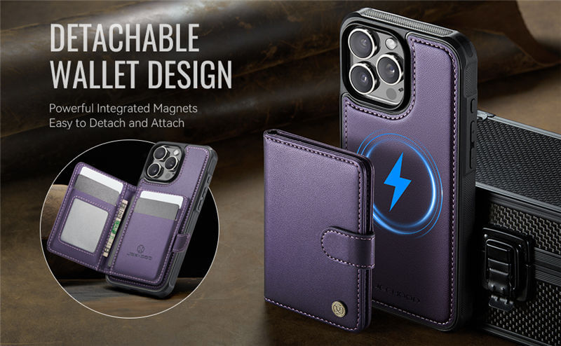 JEEHOOD iPhone 14 Pro 2-in-1 Magnetic Wallet Case