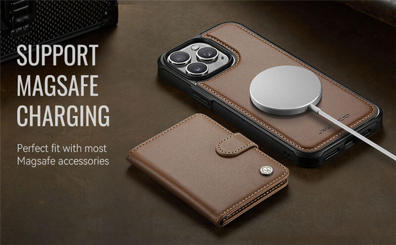 JEEHOOD iPhone 15 Pro 2-in-1 Magnetic Wallet Case