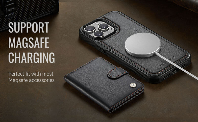 JEEHOOD iPhone 15 Pro Max 2-in-1 Magnetic Wallet Case
