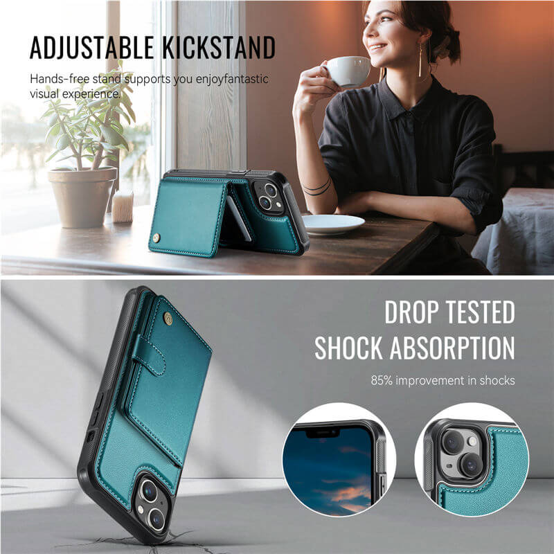 JEEHOOD iPhone 14 Plus 2-in-1 Magnetic Wallet Case