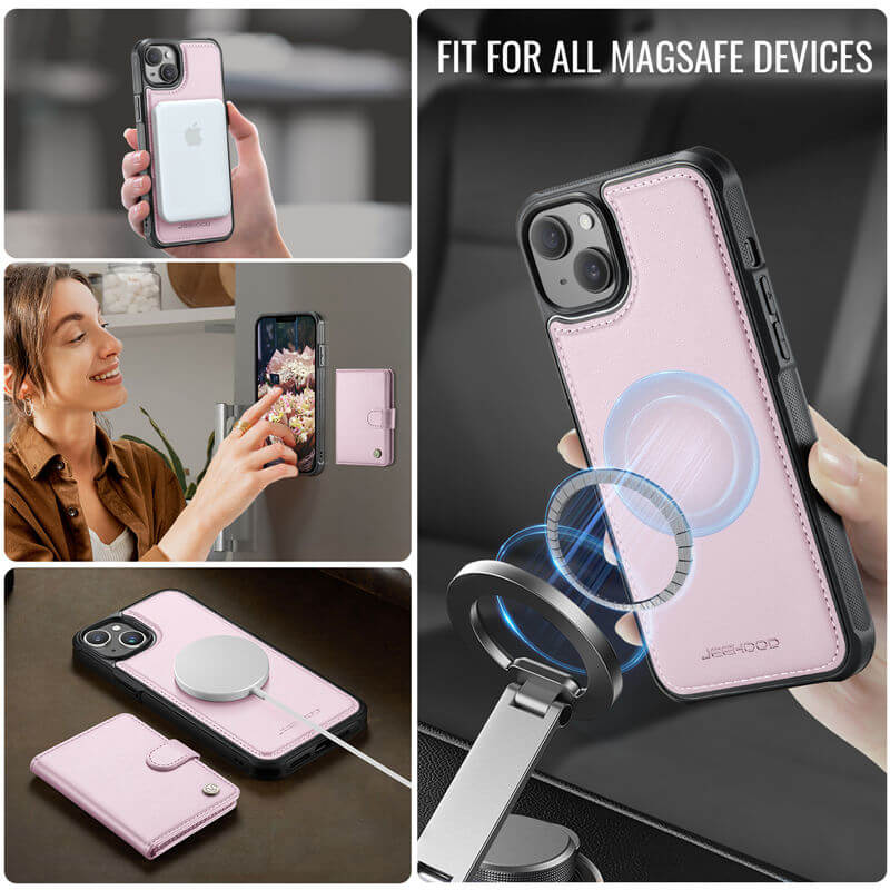 JEEHOOD iPhone 14 Plus 2-in-1 Magnetic Wallet Case