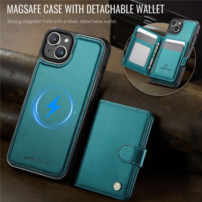 JEEHOOD iPhone 14 2-in-1 Magnetic Wallet Case