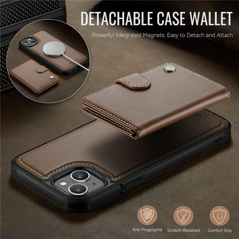 JEEHOOD iPhone 14 Plus 2-in-1 Magnetic Wallet Case