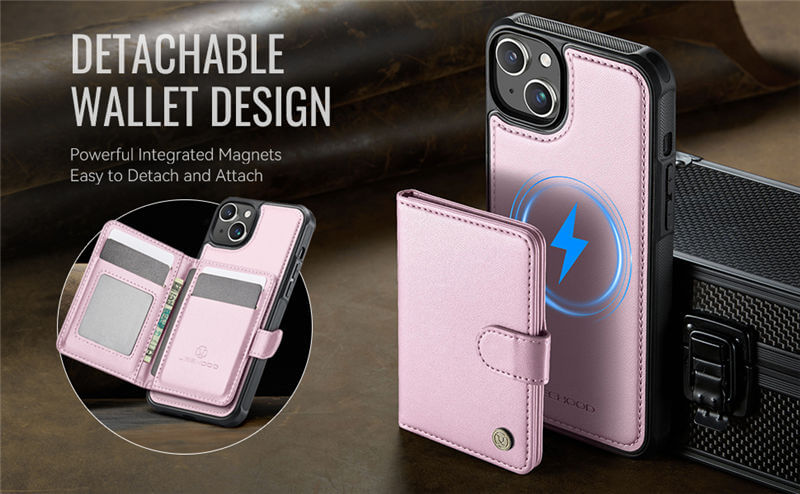 JEEHOOD iPhone 14 Plus 2-in-1 Magnetic Wallet Case