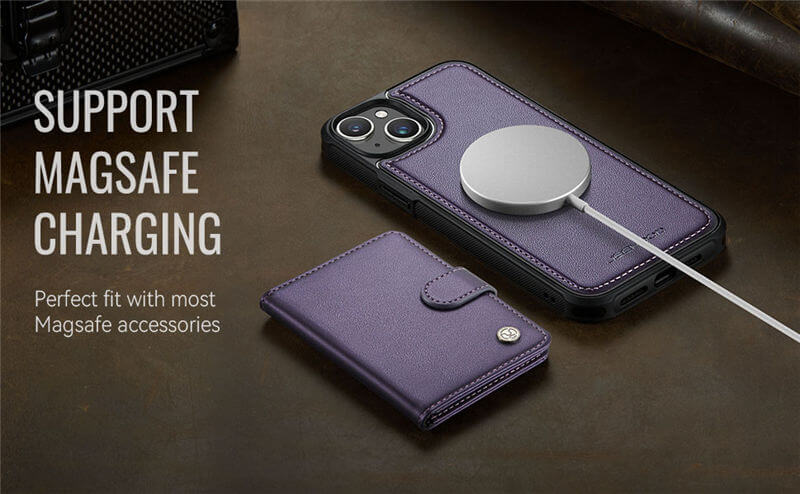 JEEHOOD iPhone 15 2-in-1 Magnetic Wallet Case