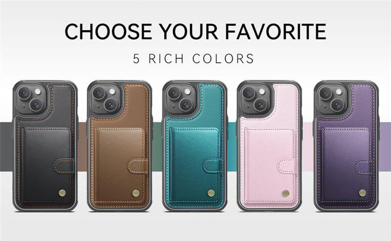 JEEHOOD iPhone 15 2-in-1 Magnetic Wallet Case