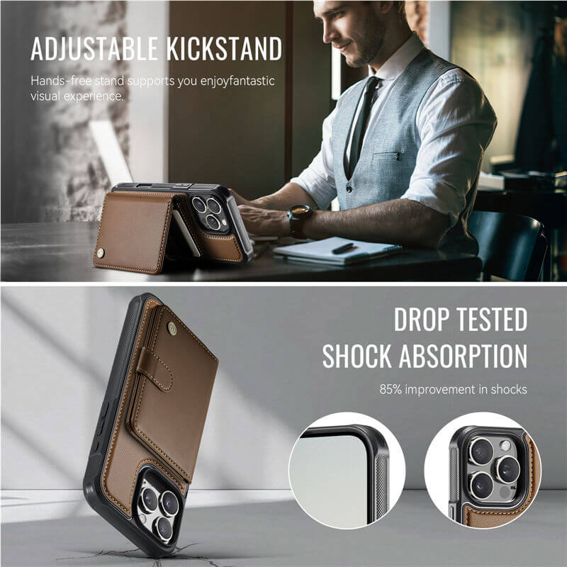 JEEHOOD iPhone 16 Pro Max 2-in-1 Magnetic Wallet Case