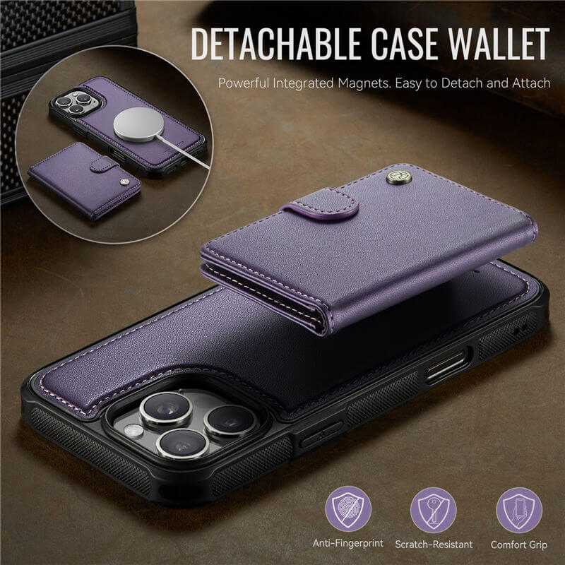 JEEHOOD iPhone 16 Pro 2-in-1 Magnetic Wallet Case