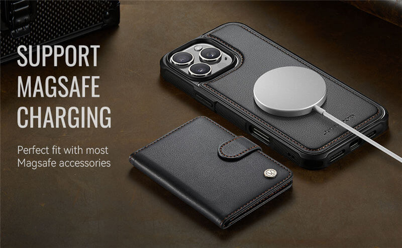 JEEHOOD iPhone 16 Pro 2-in-1 Magnetic Wallet Case
