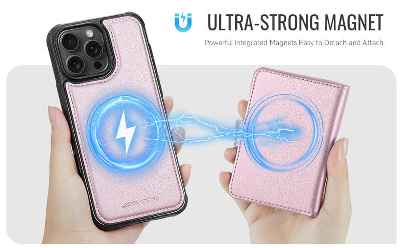 JEEHOOD iPhone 16 Pro 2-in-1 Magnetic Wallet Case