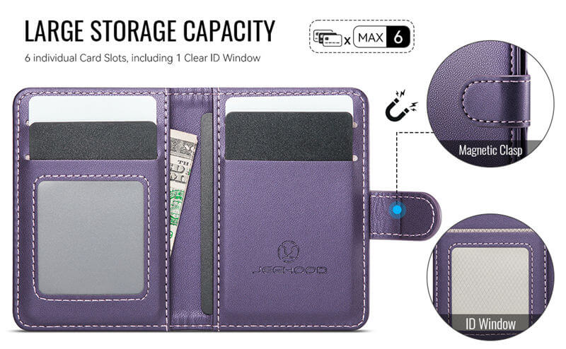 JEEHOOD iPhone 16 Pro Max 2-in-1 Magnetic Wallet Case