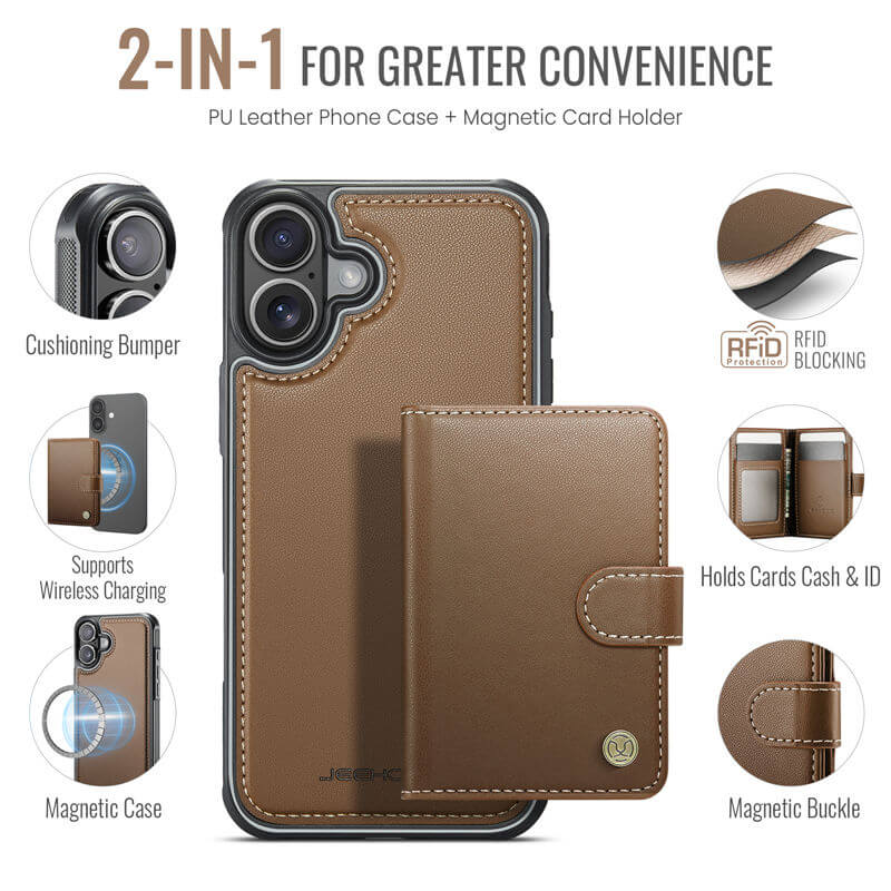 JEEHOOD iPhone 17 2-in-1 Magnetic Wallet Case